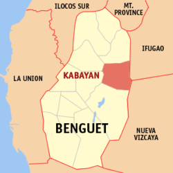Map of Benguet with Kabayan highlighted