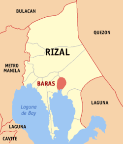Map of Rizal with Baras highlighted
