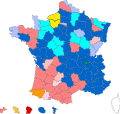 Party affiliation of the General Council Presidents of the various departments in the elections of 2015