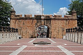 Puerta del Conde City Gate, one of the remaining preserved sections of the Walls of Santo Domingo, the city is a UNESCO WHS and the oldest continuously inhabited European settlement in the Americas.