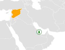 Map indicating locations of Qatar and Syria