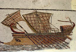 Mosaik einer römischen Trireme