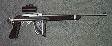 This Ruger 10/22 rifle with a pistol grip and a folding stock was classified as an assault weapon under the Federal Assault Weapons Ban.