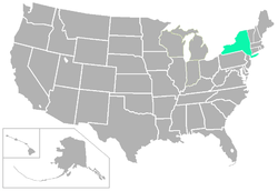 Location of teams in State University of New York Athletic Conference