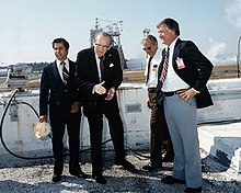Stennis celebrating a space shuttle launch in 1978