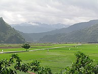 Reisfelder am östlichen Rand von Zhuoxi
