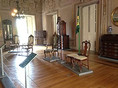 The throne room, on display in preserved rooms in the front wings of the museum