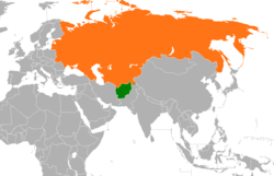 Map indicating locations of Afghanistan and Soviet Union