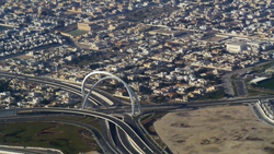 Al Wahda Arches at the beginning of the Lusail Expressway in Onaiza