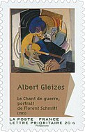 Albert Gleizes, 1915, Le Chant de guerre (Portrait de Florent Schmitt), postage stamp, carnet Du cubisme, La Poste, France, 2012