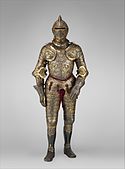 The Parade Armour of Henry II of France; by Étienne Delaune; circa 1555; chased steel; height: 187.96 cm, weight: 24.2 kg; Metropolitan Museum of Art (New York City)