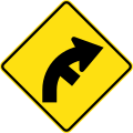 (W2-10) Side road intersection from right on a curve to right
