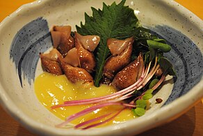 Boiled and served with vinegared miso