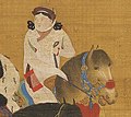 Empress Chabi wearing white Haiqing. Images from the painting Khubilai Khan Hunting.