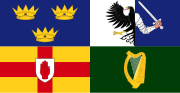 The Four Provinces flag is composed of the flags of (clockwise from top left) Munster, Connacht, Leinster, and Ulster