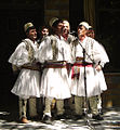Albanian singers with flat-topped type qeleshe, Skrapar.