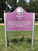 Glendora Gin. Sign outside Emmett Till Historic Intrepid Center, Glendora, Mississippi, 2019