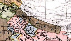 Territory of the Kingdom of Nepal in 1808