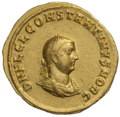 Coin of Constantine II as caesar, marked: d·n· fl· cl· constantinus nob· c· ("Our Lord Flavius Claudius Constantine, Noblest Caesar")