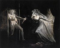 Henry Fuseli's later (1812) reworking of Garrick and Mrs. Pritchard, with the daggers.[99]