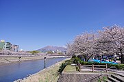 Kotsuki River that runs through Kagoshima City