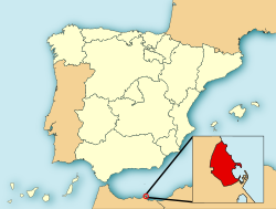 Location of Melilla in Africa
