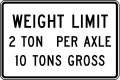 R12-4 Weight limit with per axle and gross
