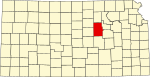 State map highlighting Dickinson County