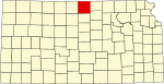 State map highlighting Jewell County