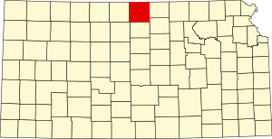 Map of Kansas highlighting Jewell County