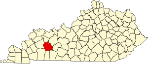 Map of Kentucky highlighting Muhlenberg County