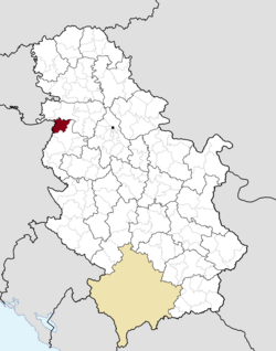 Location of the town of Bogatić within Serbia