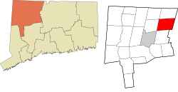 Barkhamsted's location within the Northwest Hills Planning Region and the state of Connecticut