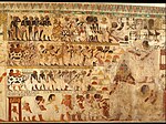 Nubian Tribute Presented to the King, Tomb of Huy MET DT221112