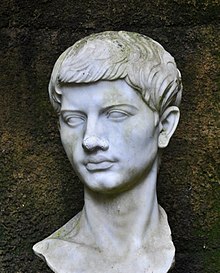 Modern bust of Virgil at the entrance to his crypt in Naples