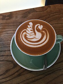 Swan latte art. Served in the Mojo Beanery, Wellington, New Zealand.