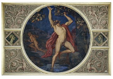 Tantalus and Sisyphus in Hades; by August Theodor Kaselowsky; c.1850; wall painting; unknown dimensions; on a wall of the Room of the Niobids, Neues Museum, Berlin