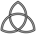 Triquetra composed exactly of three overlapping Vesica piscis symbols.