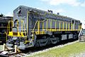 EMD MRS-1 class locomotive that has adjustable gauge, recently painted.