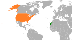 Map indicating locations of Sahrawi Arab Democratic Republic and United States