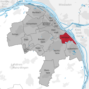 Lage von Weisenau in Mainz
