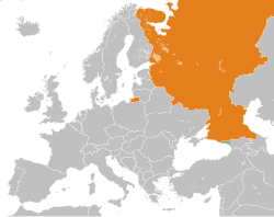 Map indicating locations of Abkhazia and Russian Federation