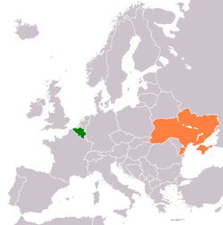 Map indicating locations of Belgium and Ukraine