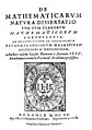De mathematicarum natura dissertatio, 1615