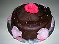 Cake covered with chocolate rolled fondant
