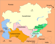 Map of core Central Asia