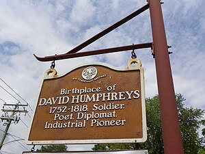Signpost for the David Humphreys home at 37 Elm Street