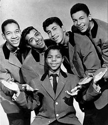The original five Teenagers; from left to right: Jimmy Merchant, Herman Santiago, Frankie Lymon, Joe Negroni and Sherman Garnes.