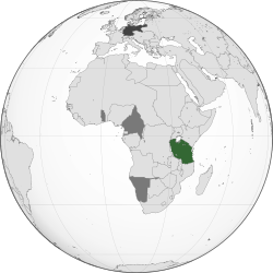Green: German East Africa Dark gray: Other German possessions Darkest gray: German Empire (1911 borders)