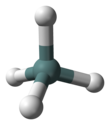 Ball-and-stick model of the germane molecule